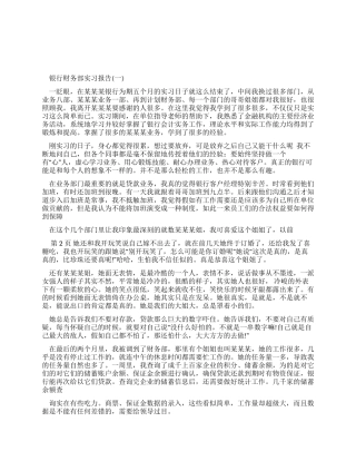 银行财务部实习报告