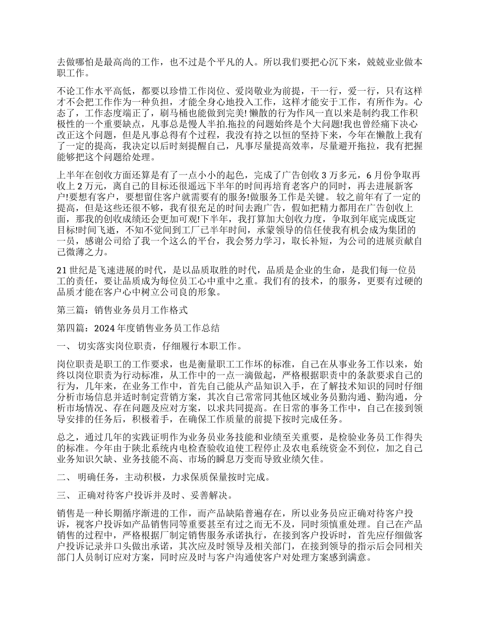 销售业务员月工作总结_第2页