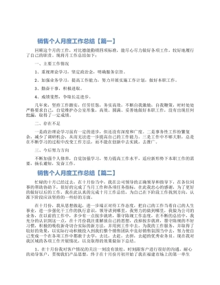 销售个人月度工作总结2024最新五篇模板