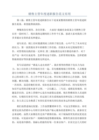 销售主管年度述职报告范文实用