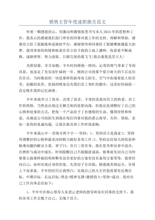 销售主管年度述职报告范文