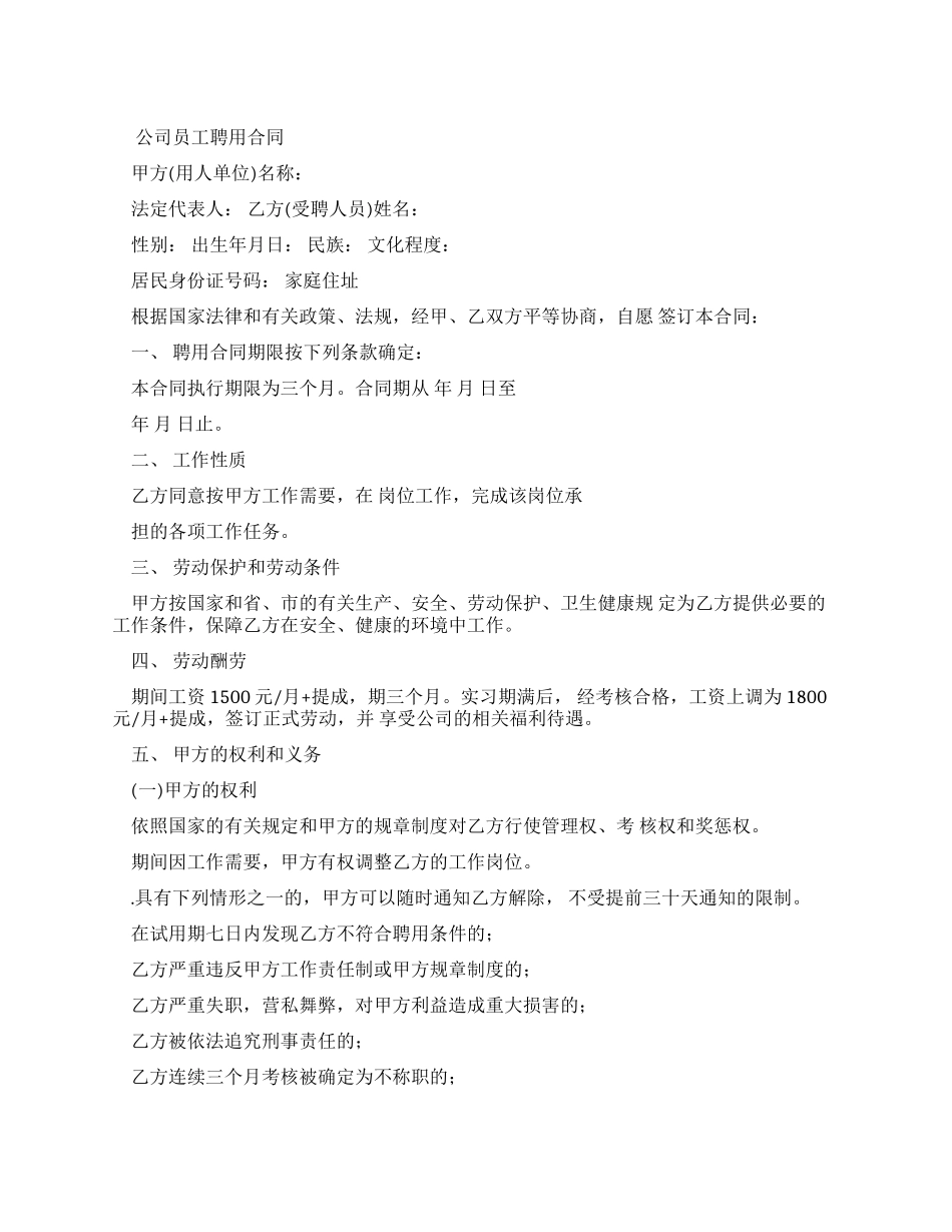 销售人员临时合同Word文档_第1页