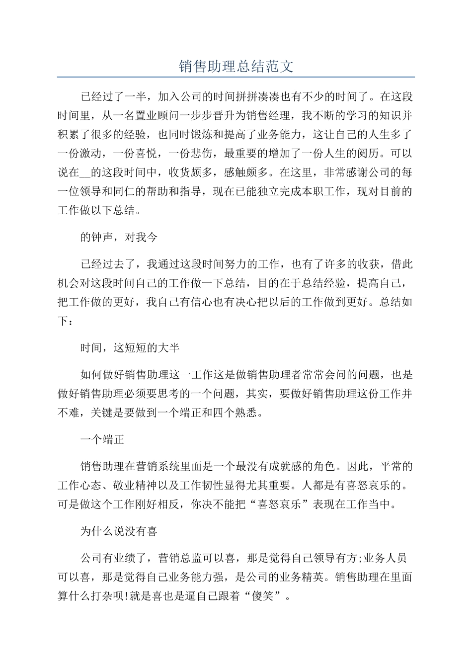 销售助理总结范文_第1页