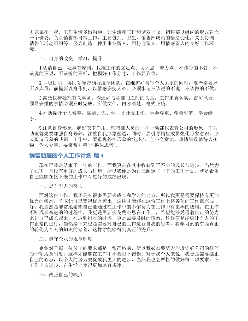 销售助理的个人工作计划范文6篇_第3页