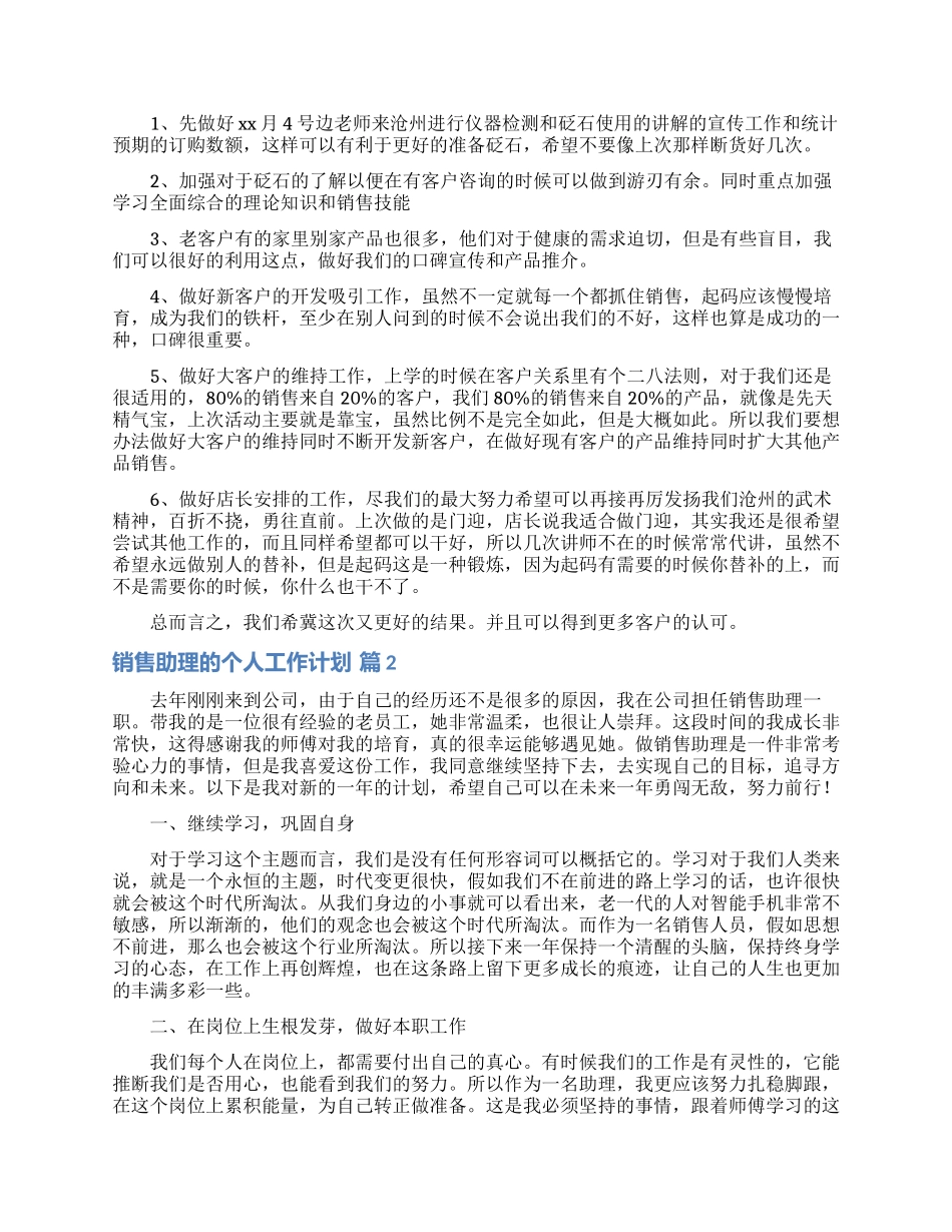 销售助理的个人工作计划范文5篇_第3页