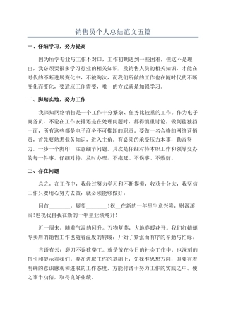 销售员个人总结范文五篇