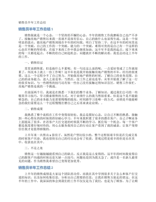 销售员半年工作总结
