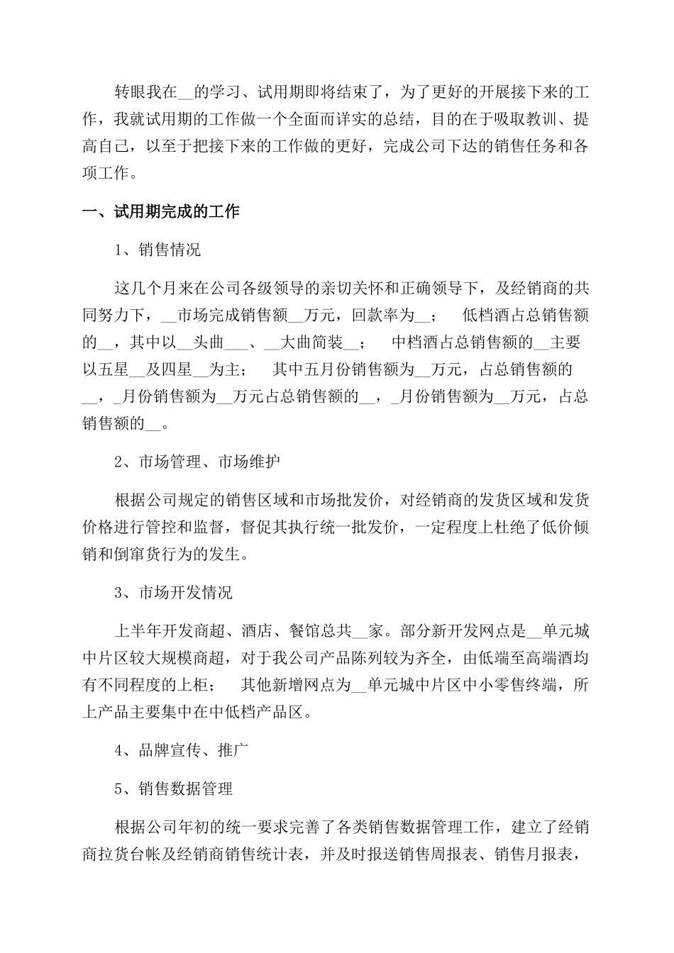 销售员工试用期转正工作总结范文_第2页