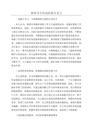 销售员年终述职报告范文