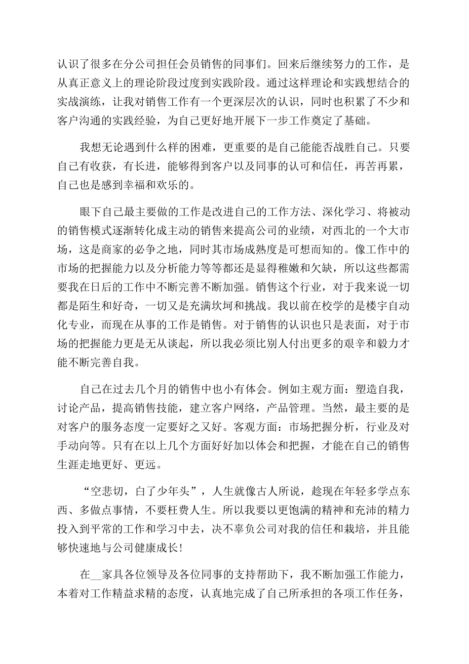 销售员试用期个人工作总结范文2024_第3页