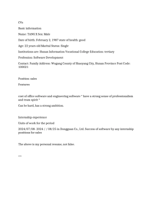 销售员英文简历范文