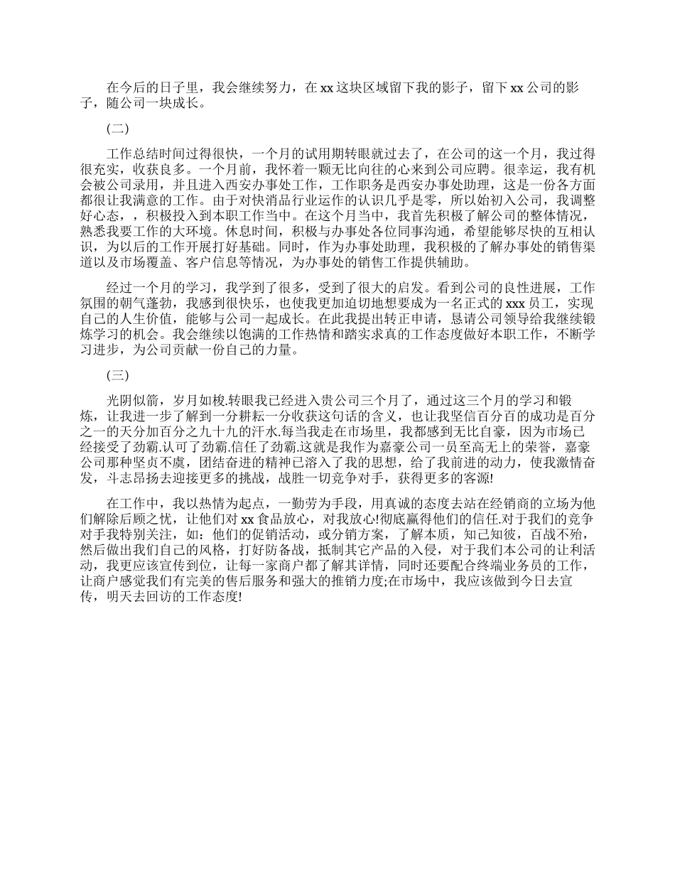 销售员转正工作总结_第2页