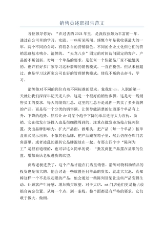 销售员述职报告范文