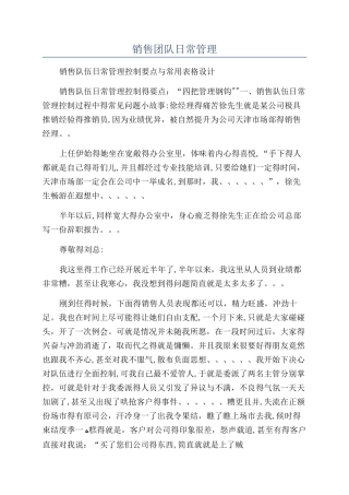 销售团队日常管理