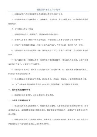 销售团队年度工作计划书