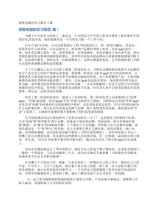 销售电脑的实习报告十篇