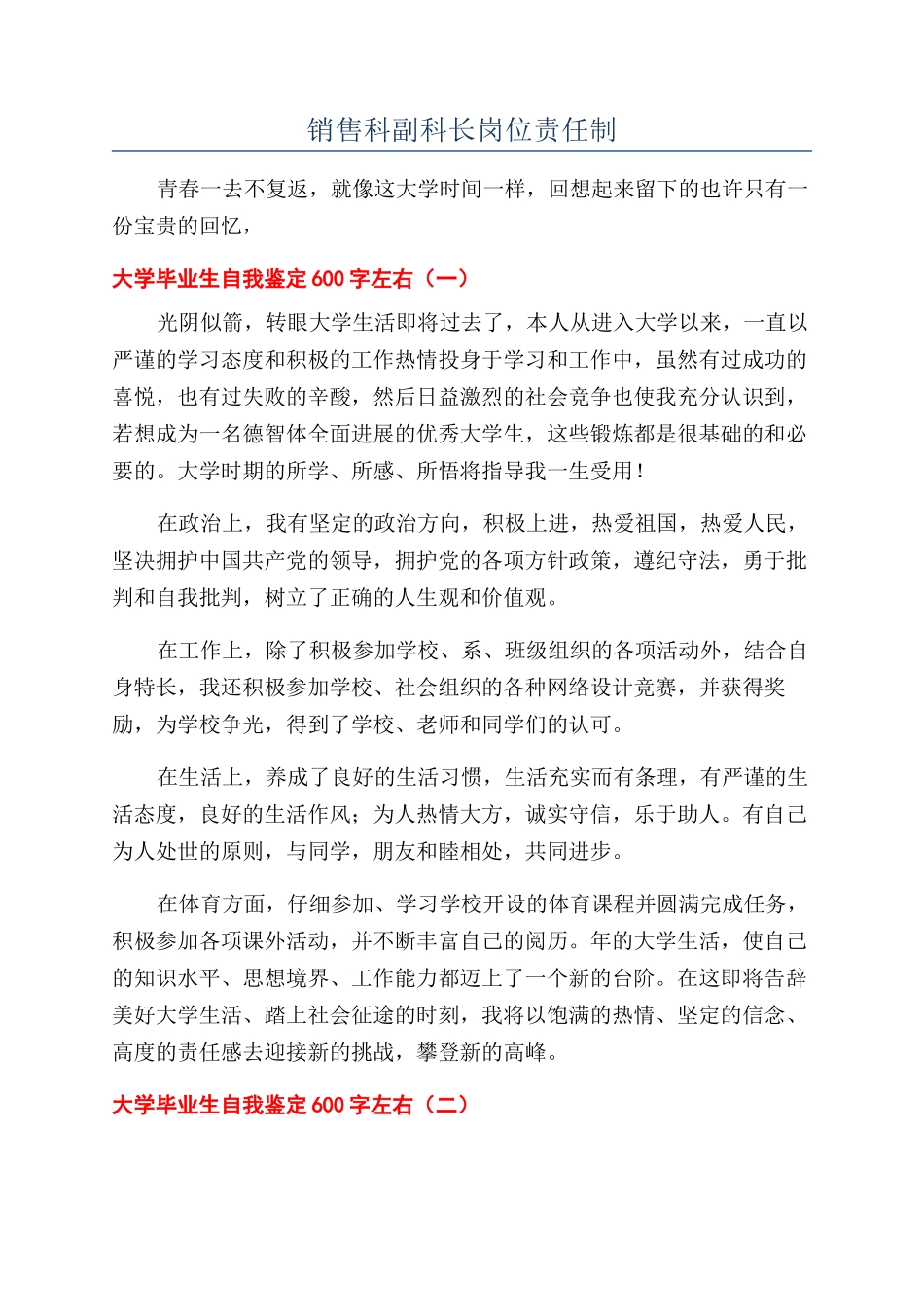 销售科副科长岗位责任制_第1页