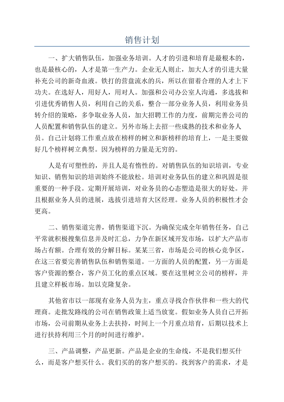 销售计划-精品文档_第1页