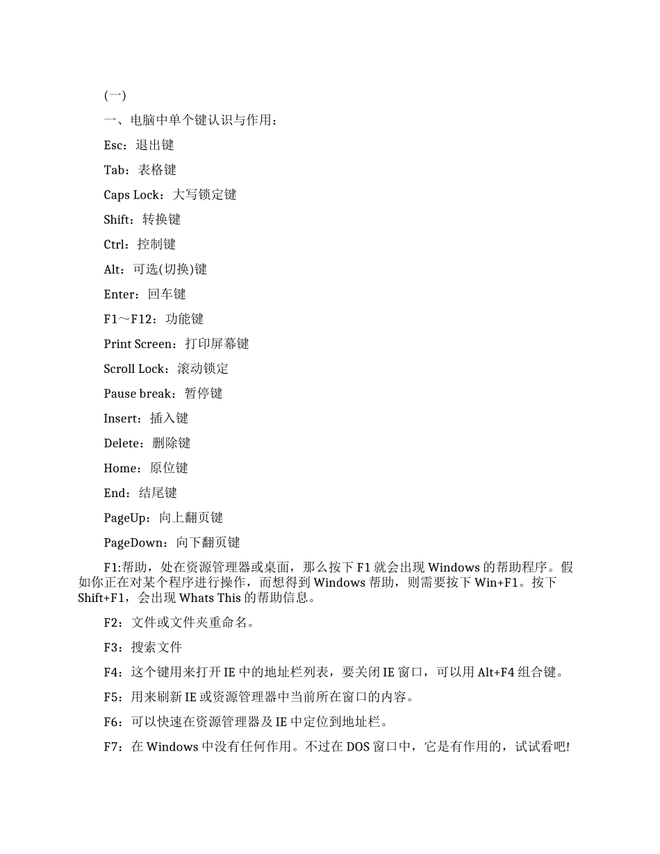 键盘按键的基础知识_第1页