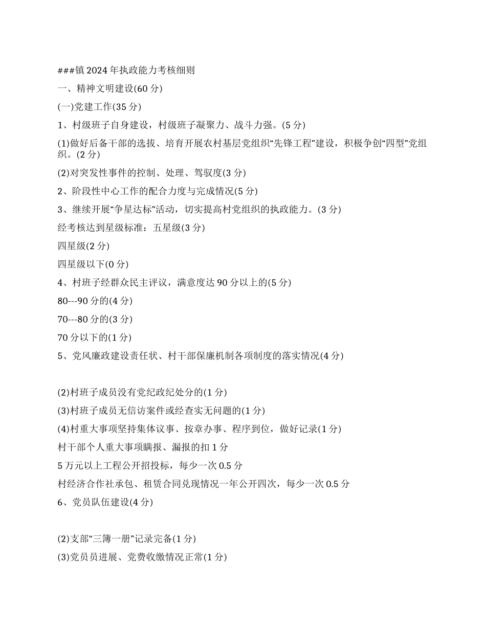 镇2024年执政能力考核细则_第1页