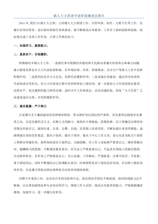 镇人大主席述学述职述廉述法报告