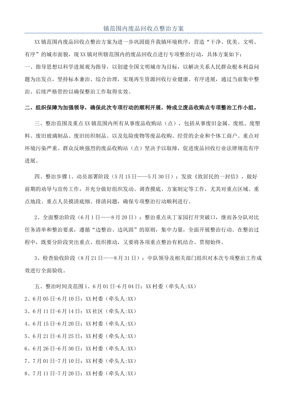 镇范围内废品回收点整治方案_第1页