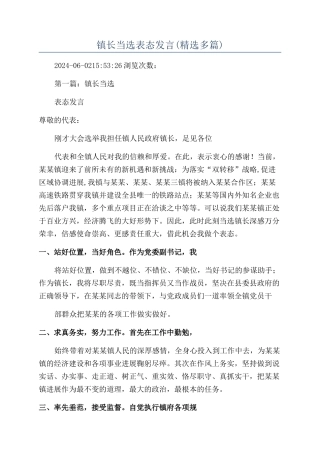 镇长当选表态发言