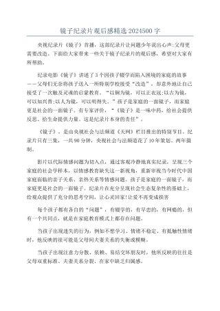 镜子纪录片观后感精选2024500字