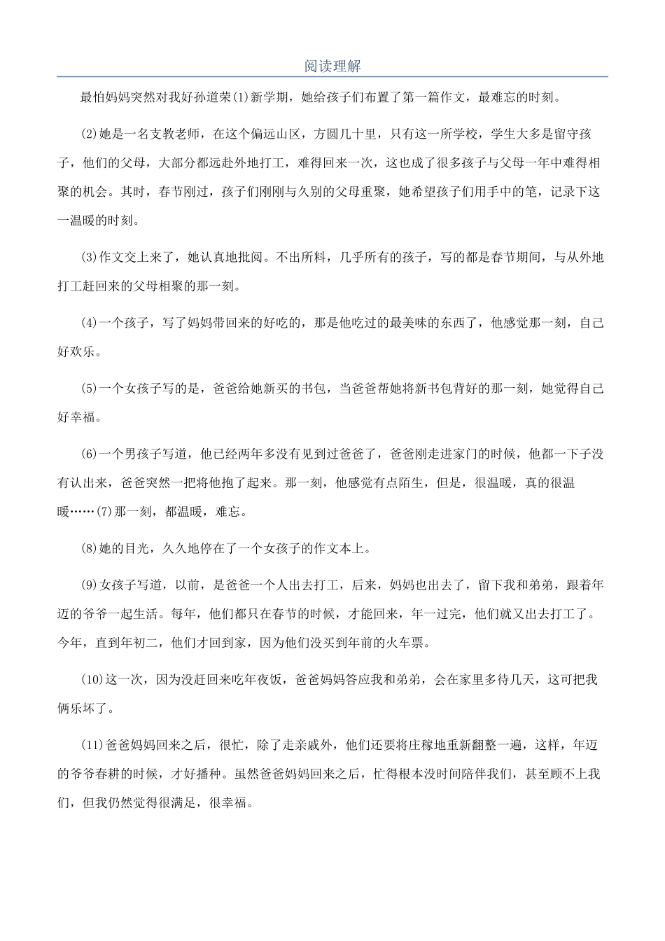 阅读理解-精品文档_第1页