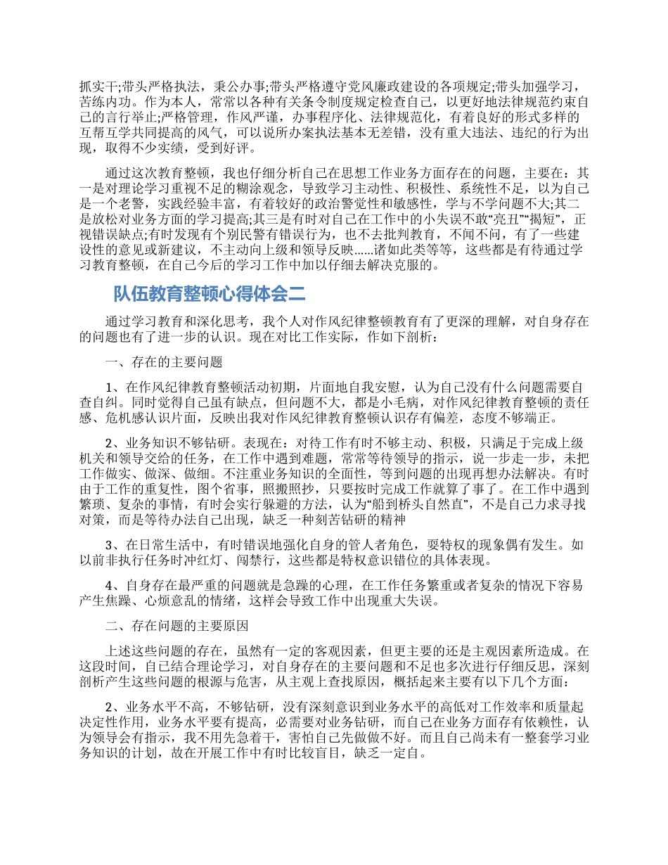 队伍教育整顿心得体会两篇2024_第2页