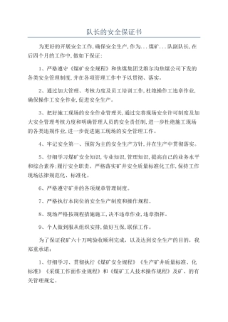 队长的安全保证书