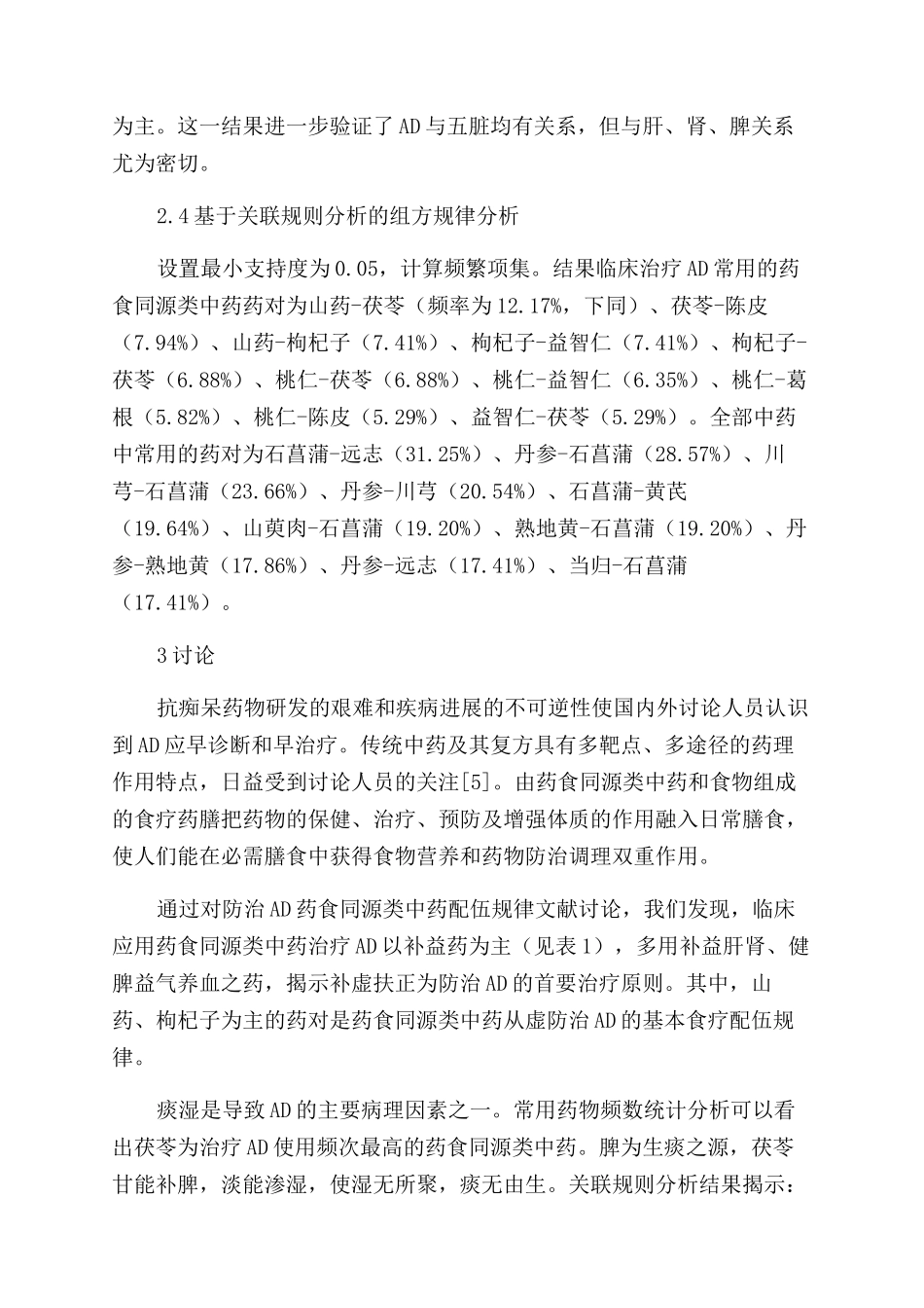 防治阿尔茨海默病药食同源类中药配伍规律研究_第3页