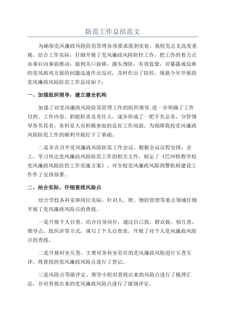 防范工作总结范文