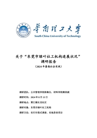 陈佩仪-东莞市绿叶社工机构调研报告