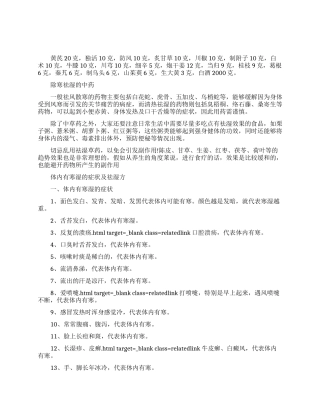 除寒祛湿的中药方