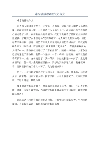 难忘消防体验作文范文