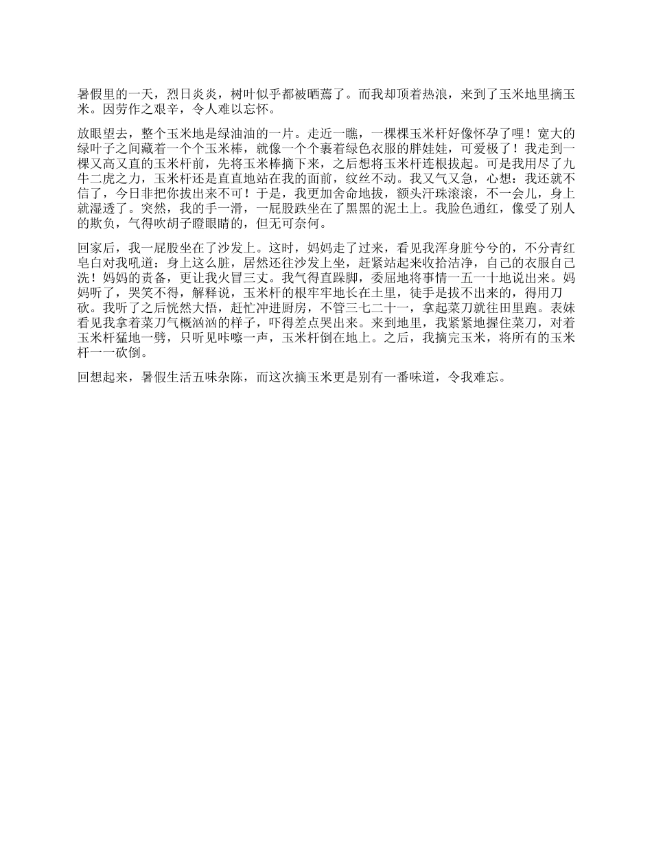 难忘的暑假生活作文600字_第1页