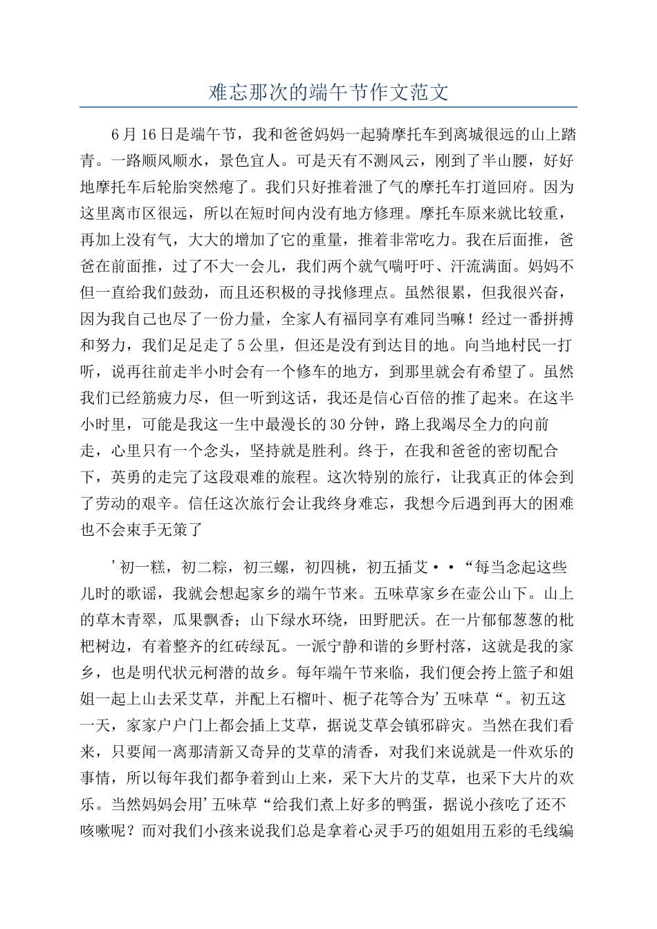 难忘那次的端午节作文范文_第1页