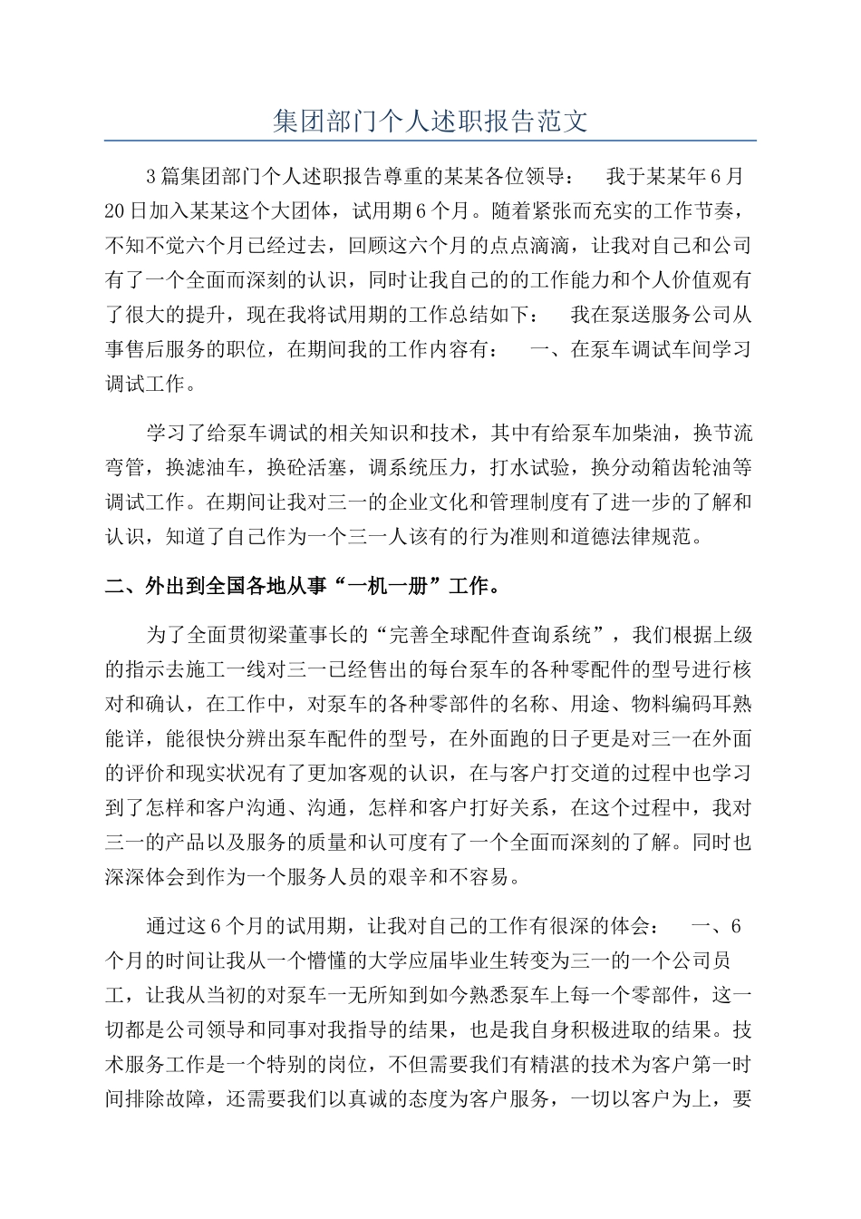 集团部门个人述职报告范文_第1页