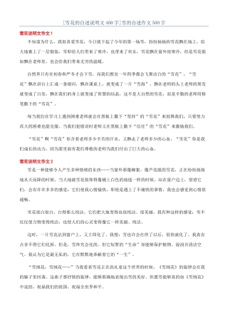 雪的自述作文500字