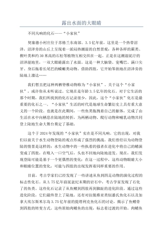 露出水面的大眼睛