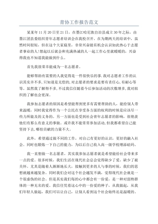 青协工作报告范文