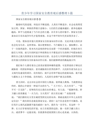 青少年学习国家安全教育观后感整理5篇