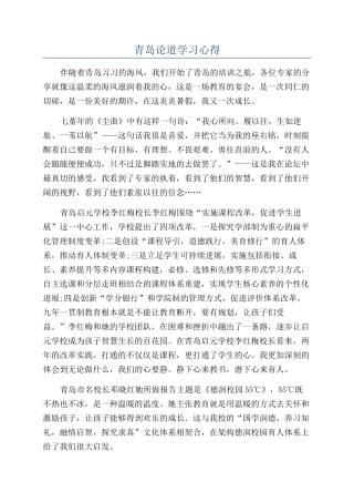青岛论道学习心得