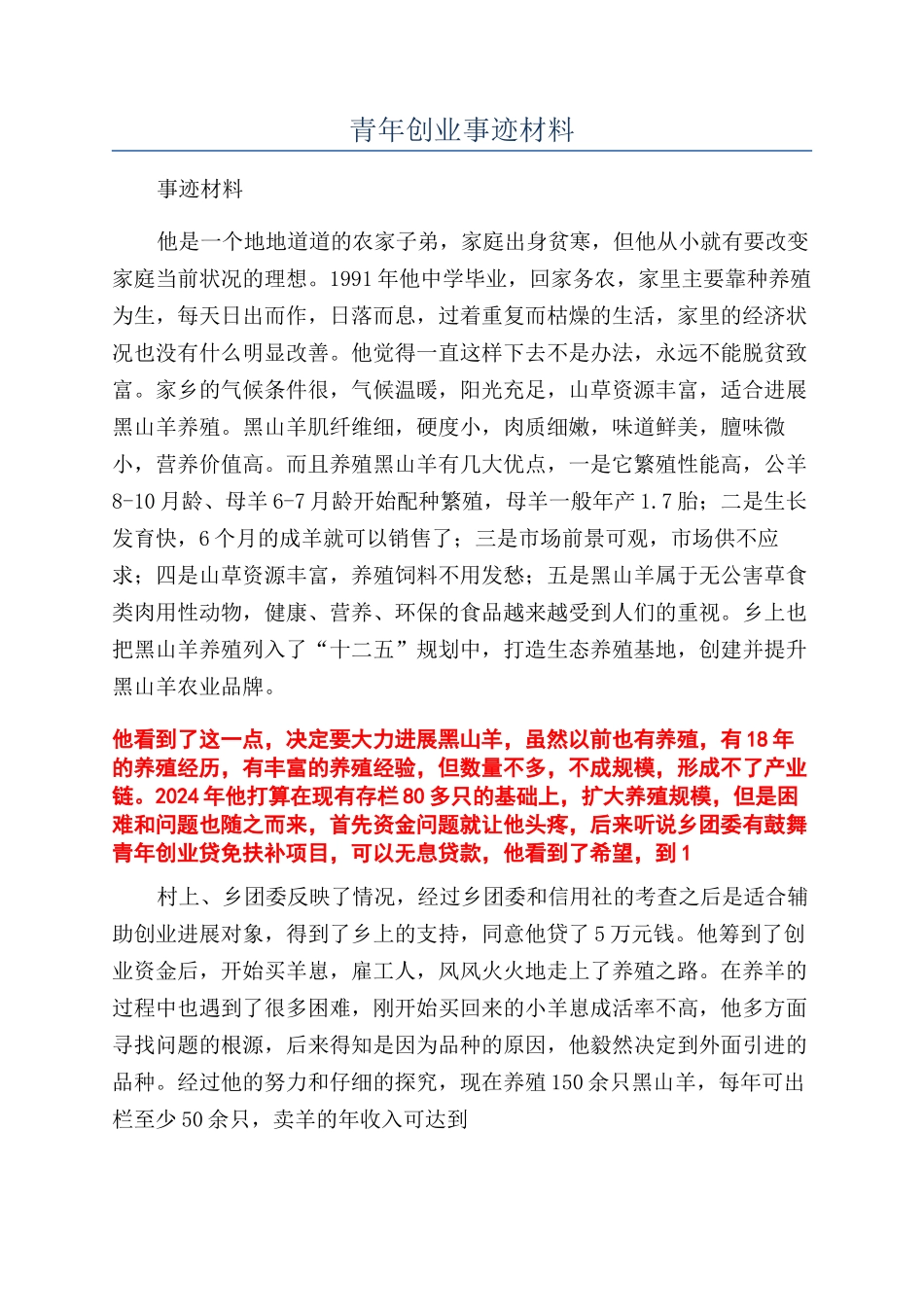 青年创业事迹材料_第1页