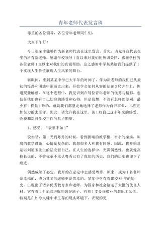 青年教师代表发言稿