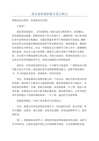青年教师述职报告范文例文