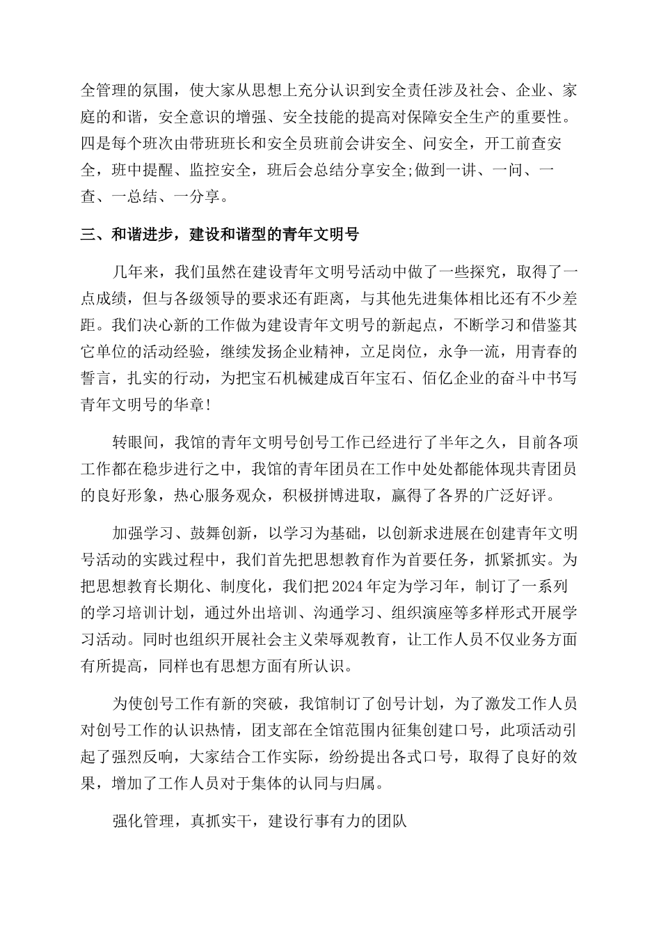 青年文明号工作报告范文_第3页