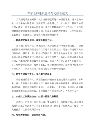 青年教师述职总结范文报告范文