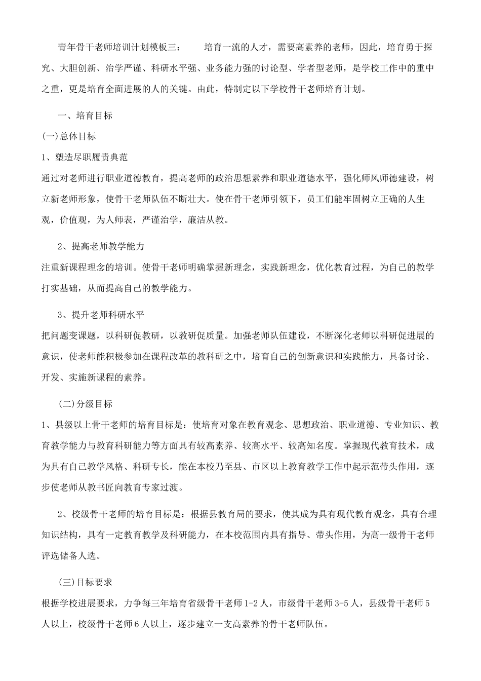 青年骨干教师培训工作计划模板_第3页